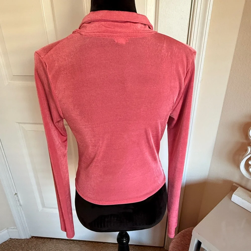 Pink Ruched Button-Up Top - Picture 7 of 14